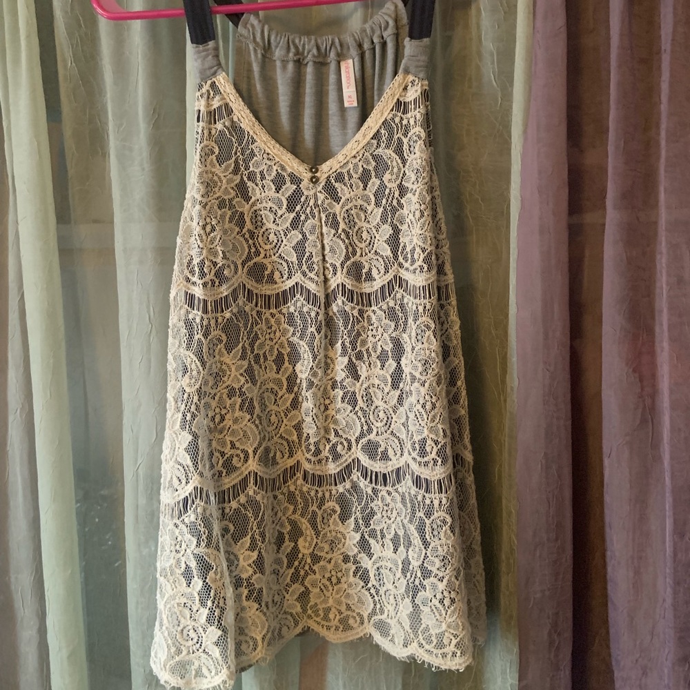 Lace and navy summer top